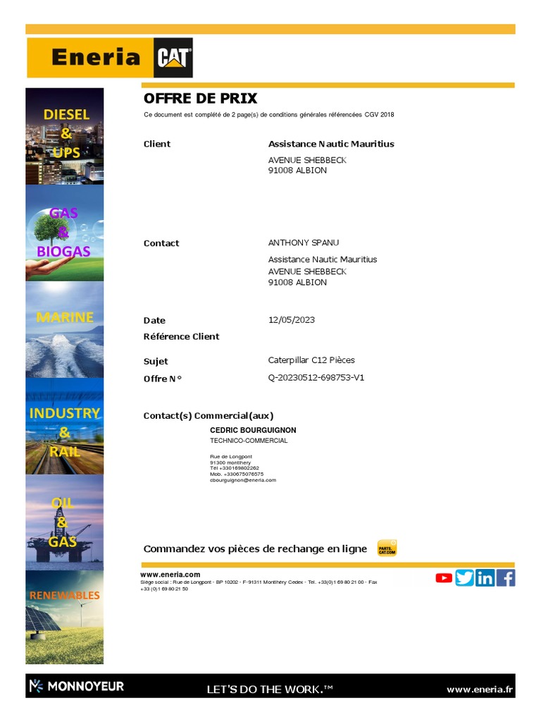 Eneria-Caterpillar C12 Pieces V1 1053 | PDF | Facture | Business