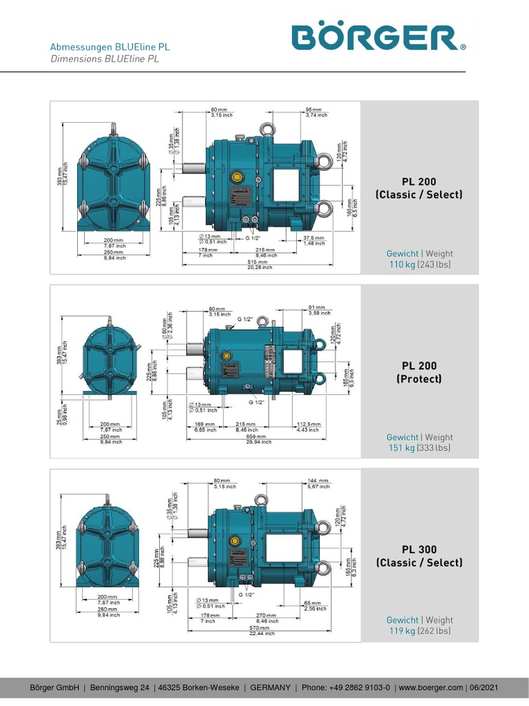Dimensions des modèles PL 200 et 300 | PDF