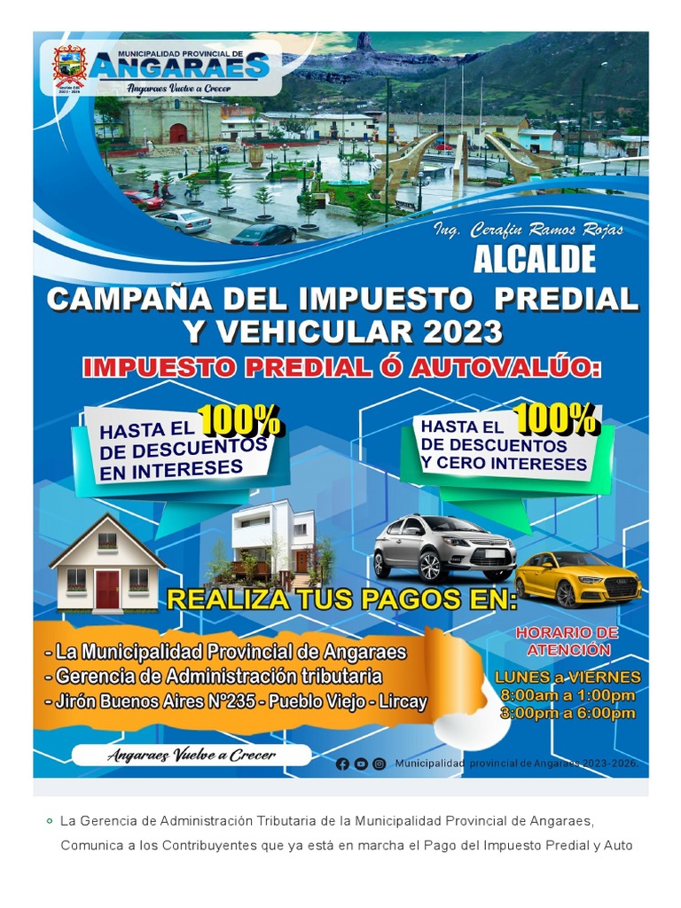 Pago Impuesto Predial 2023 Angaraes | PDF