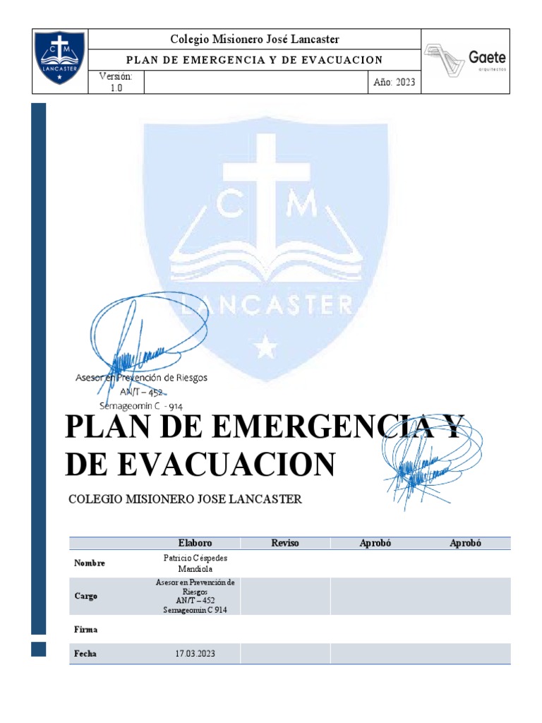 Plan de Emergencia Escolar 2023 | PDF