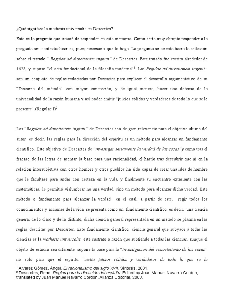 Significado de Mathesis Universalis en Descartes | PDF | René Descartes ...