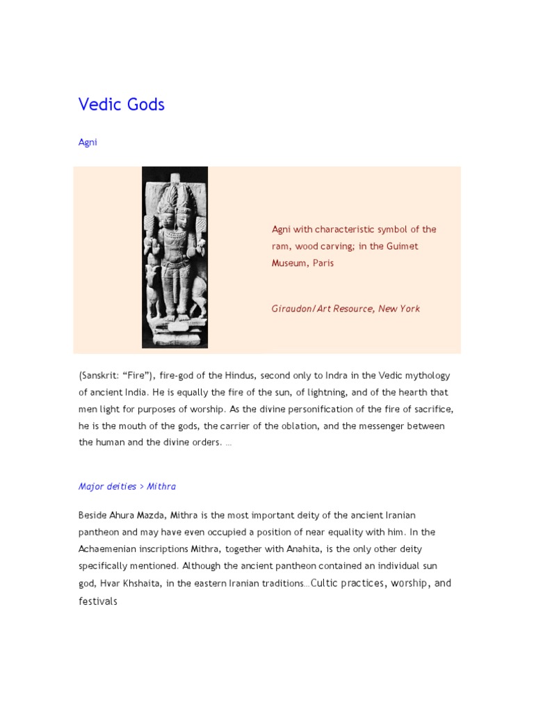 Key Vedic Gods and Their Roles | PDF | Deities | Hindu Iconography