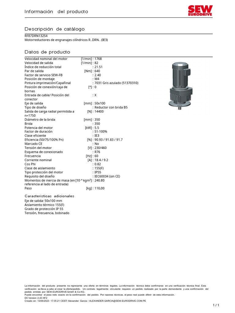 RF87DRN132S4 ProductData Es ES | PDF | Ingeniería mecánica | Bienes ...