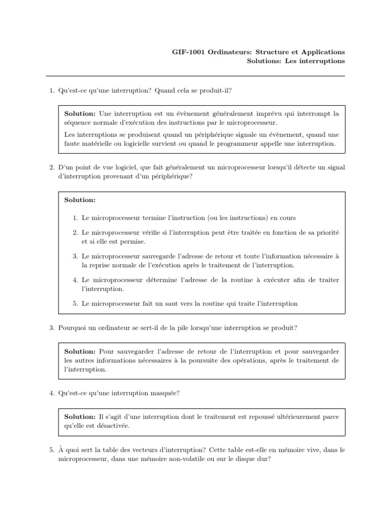 Comprendre les Interruptions Système | PDF | Système d'exploitation ...
