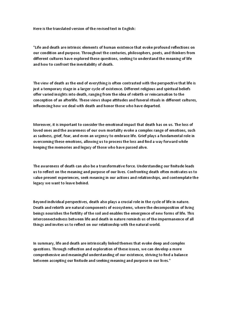 Life and Death: Exploring Existence's Meaning | PDF | Social Science ...