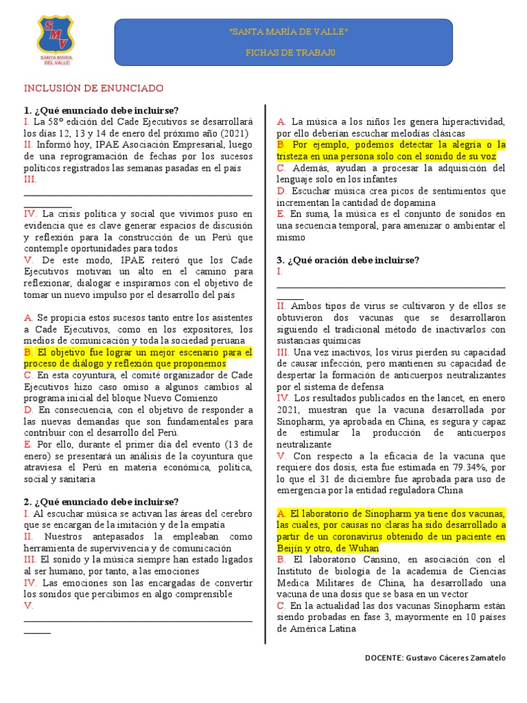 2DO TRIM PRAC 5 RAZ VERB 5TO PDF Sistema inmune Conocimiento