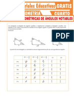 Razones Trigonométricas de Ángulos Notables para Cuarto Grado de Secundaria