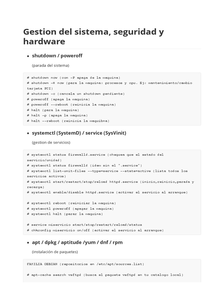 Comandos de Gestión en Linux | PDF | Software del sistema | Software Unix