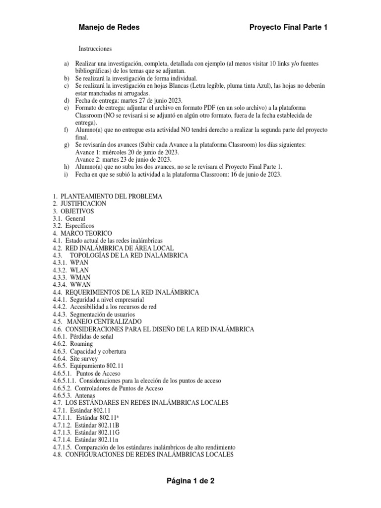 Proyecto final parte 1 manejo de redes 2023 descargar gratis pdf