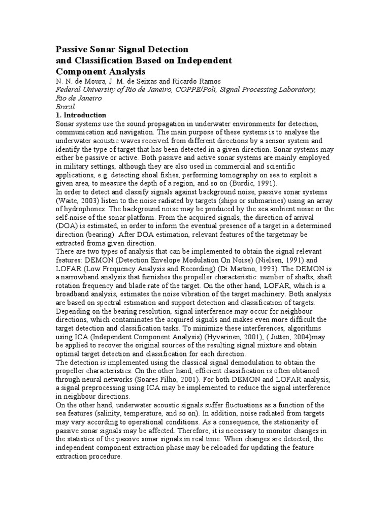 Demon e Narrowband | PDF | Sonar | Spectral Density