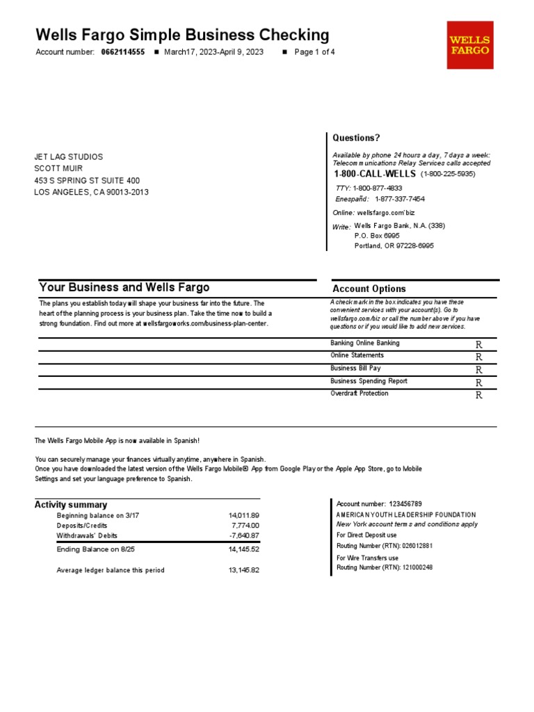Bank Statement PDF Overdraft Fee