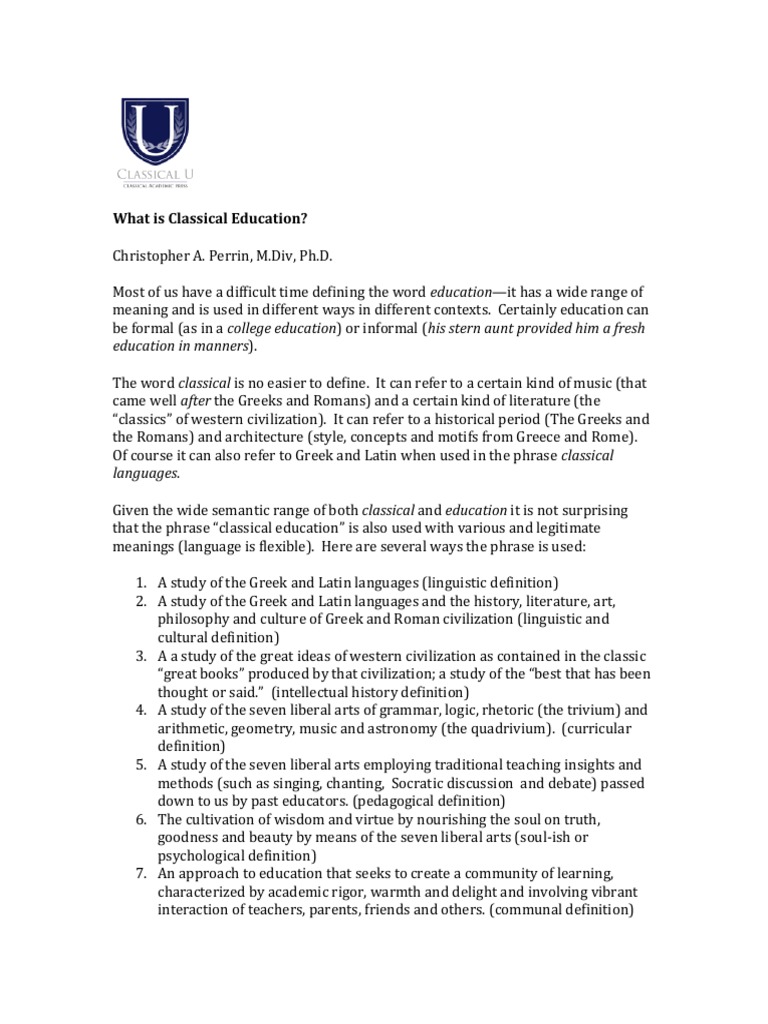 Understanding Classical Education Concepts | PDF | Pedagogy | Cognitive ...