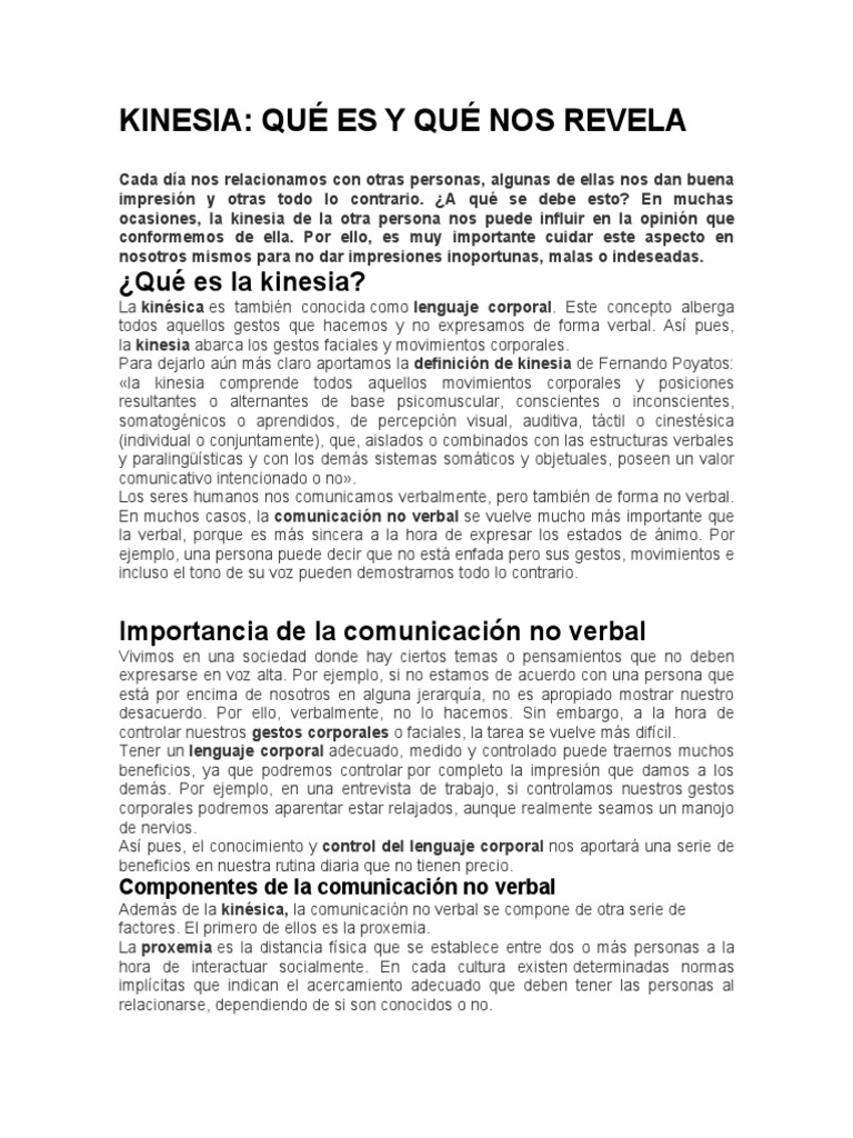 KINESICA PDF Comunicación Comunicación no verbal