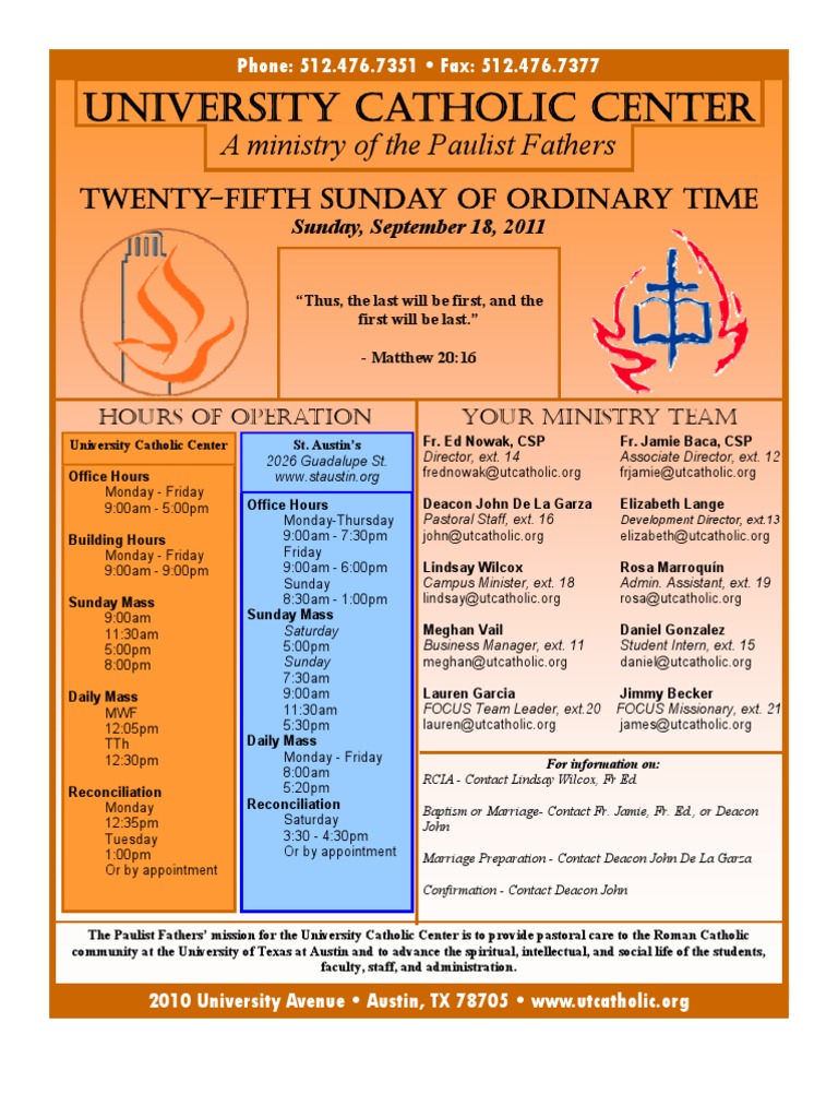 25th Sunday in Ordinary Time PDF Catholic Church Mass (Liturgy)