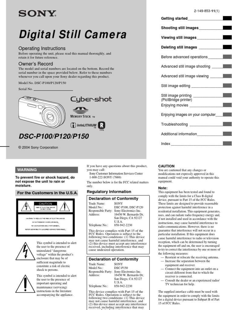 Sony dscp150 PDF Camera Ac Power Plugs And Sockets