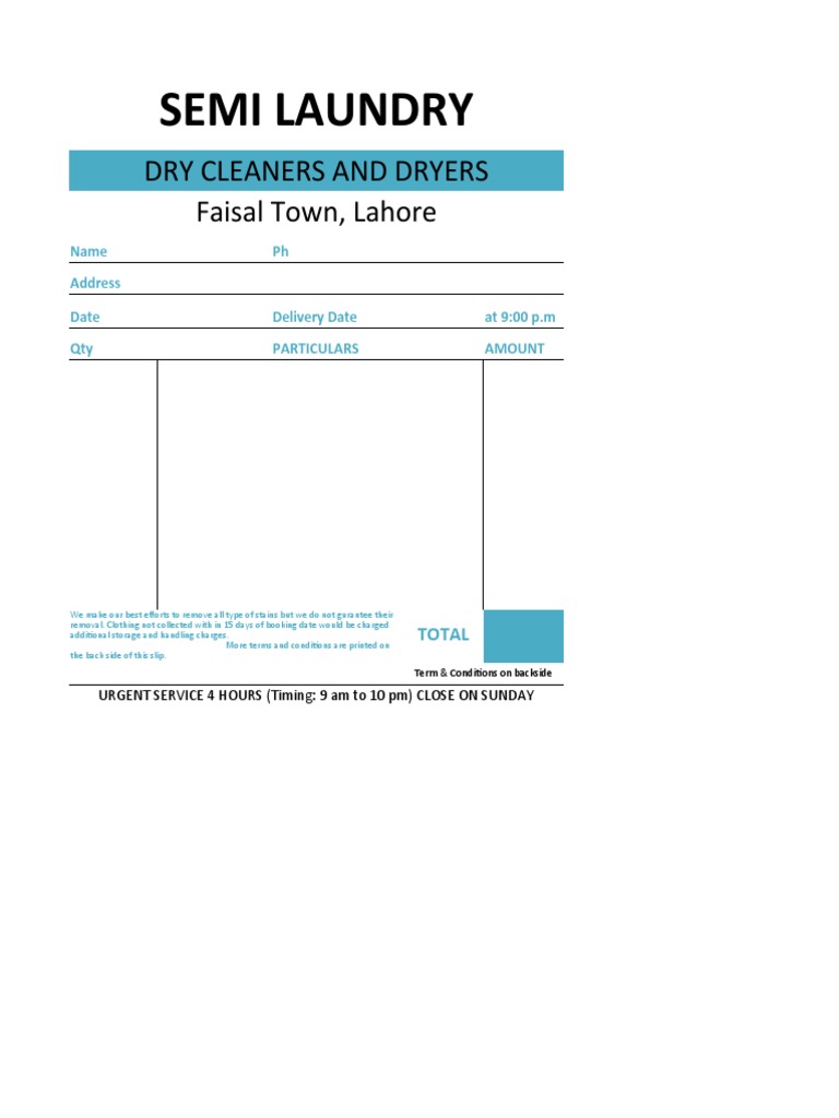 Laundry Bill Format Sample | PDF