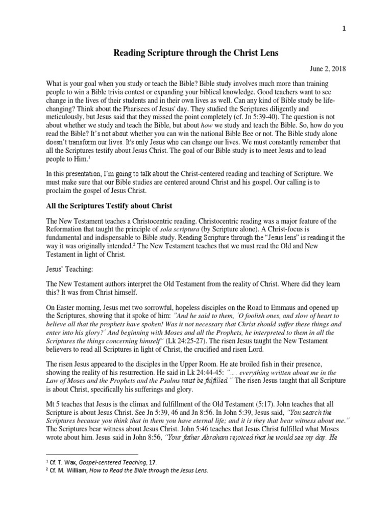 Reading Scripture Through The Christ Lens Ubf Org | PDF | Jesus | New ...