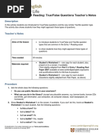 Skills For Life Entry 1 From 2015 Reading True False Questions Document