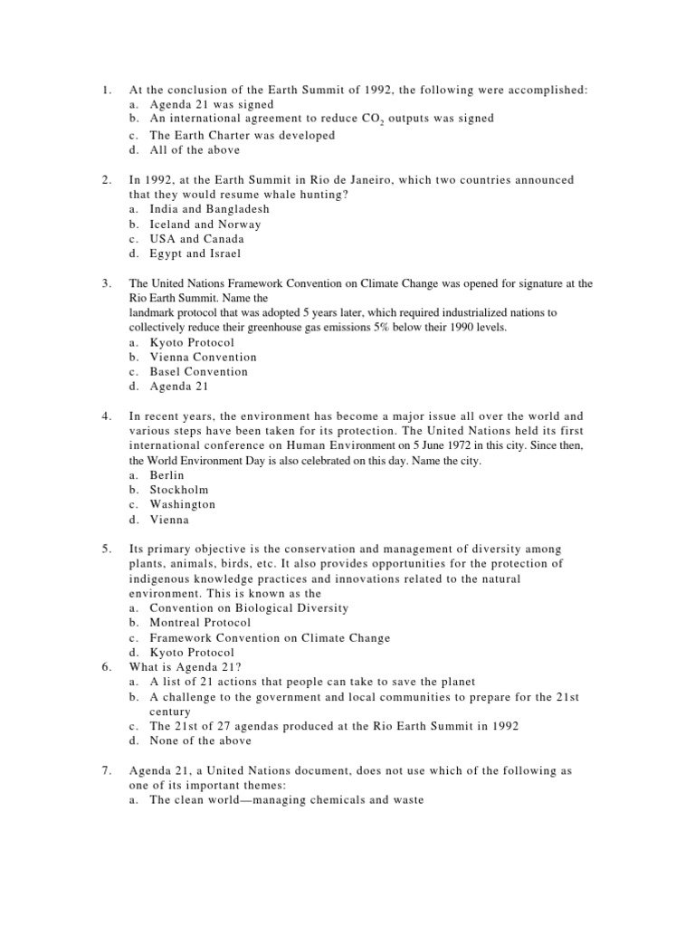 TERI GREEN Olympiad Sample Questions PDF United Nations Framework