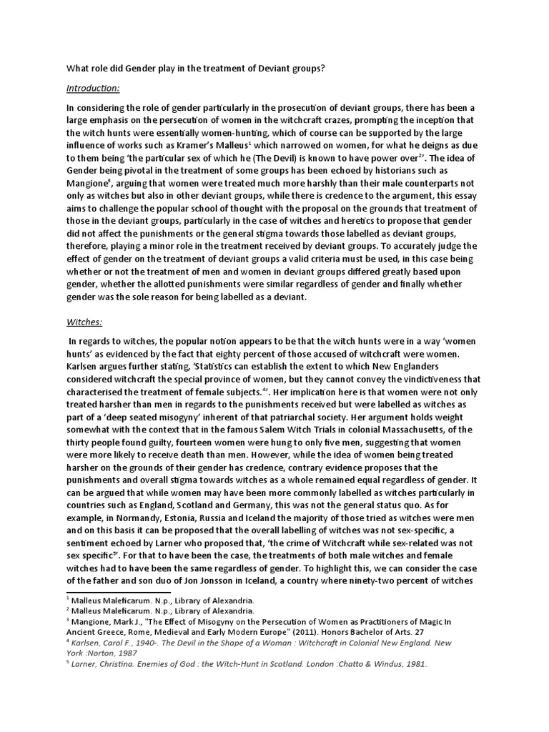 Gender's Impact on Deviant Group Treatment | PDF | Witchcraft | Witch Hunt