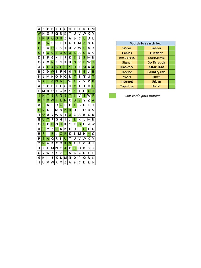 English Crosswords Activity PDF Computer Network Network Topology