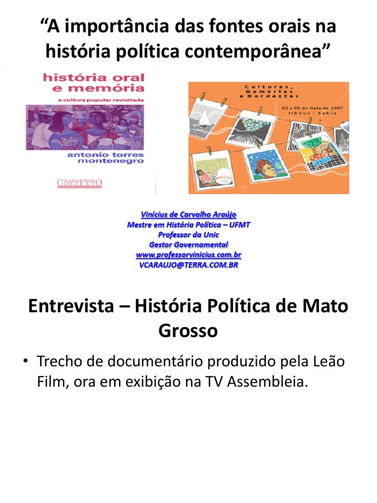 Importância das Fontes Orais na História | PDF | História oral | Science