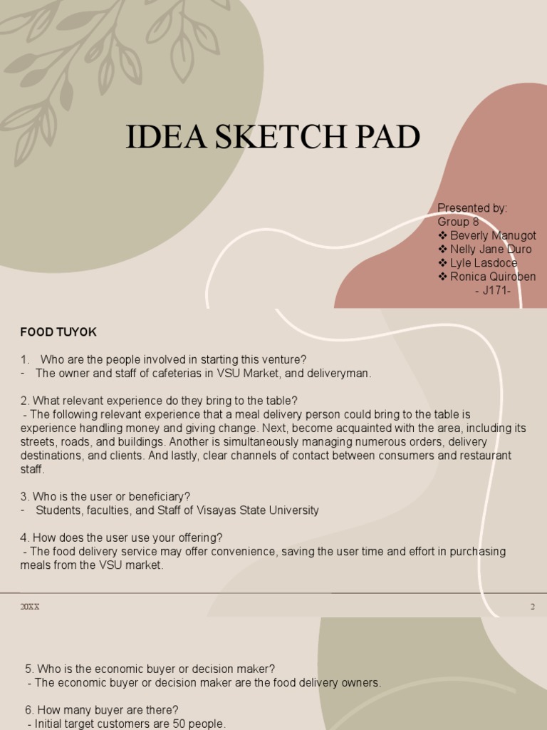 Idea Sketch Pad PDF Meal Cafeteria