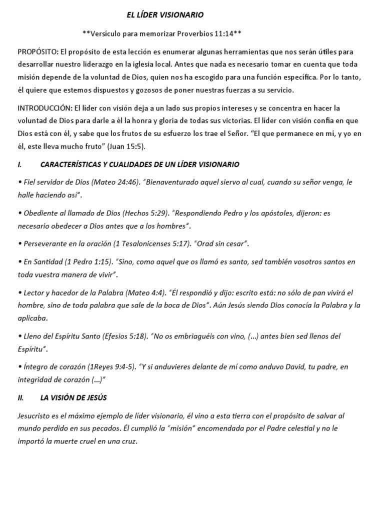 Características del Líder Visionario | PDF | Jesús | Gran comisión
