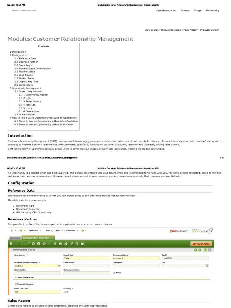 Modules Customer Relationship Management - Openbravo | PDF | Customer ...