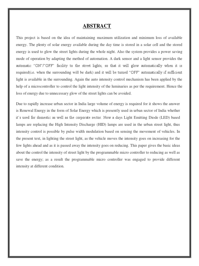 Automatic Solar Street Light PDF Photovoltaics Solar Energy