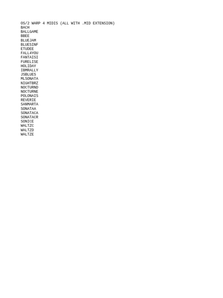 Os-2 Warp 4 Midi List | PDF