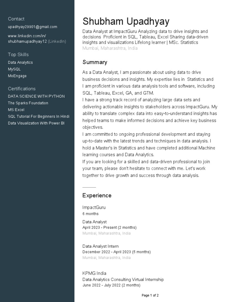 Profile PDF Analytics Data Analysis