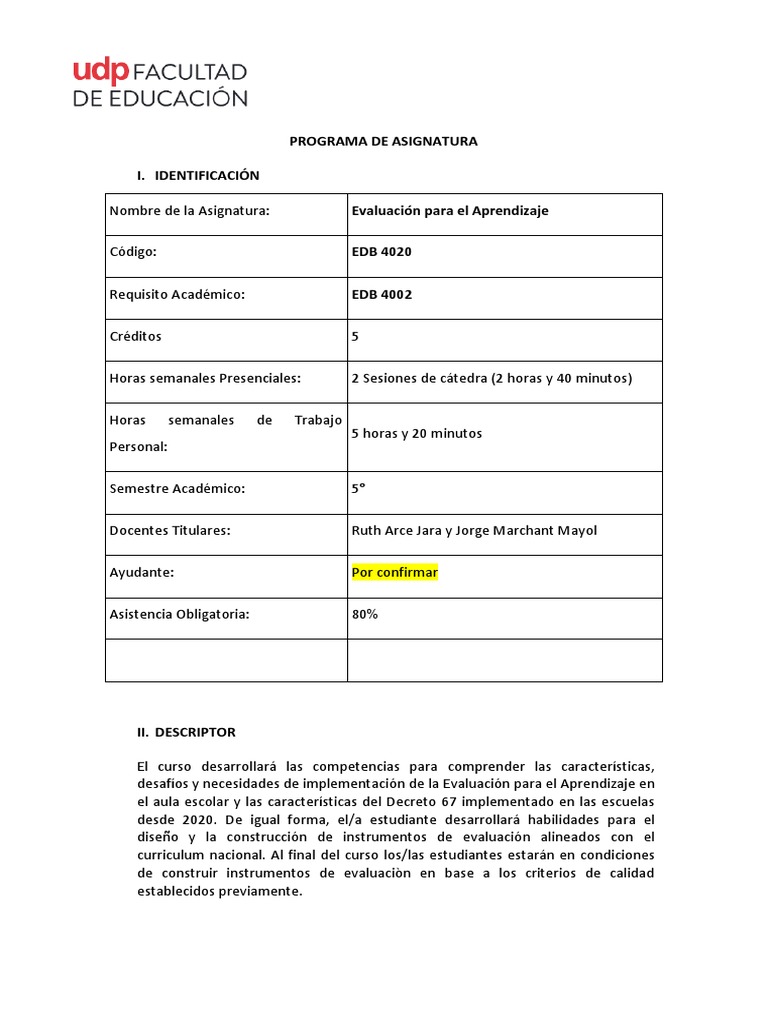 Programa Evaluacion 2022 | PDF | Evaluación | Plan de estudios