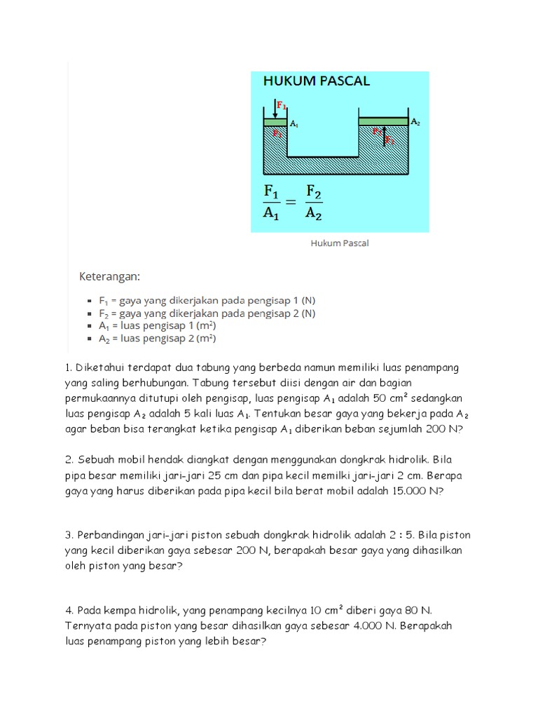 Latihan Pascal, Archimedes, Barometer, Manometer, dan Boyle PDF