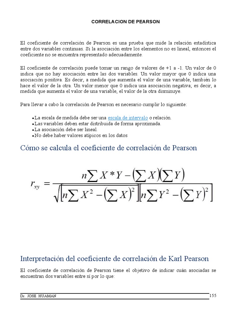 Interpretación y Fórmula de Pearson | PDF