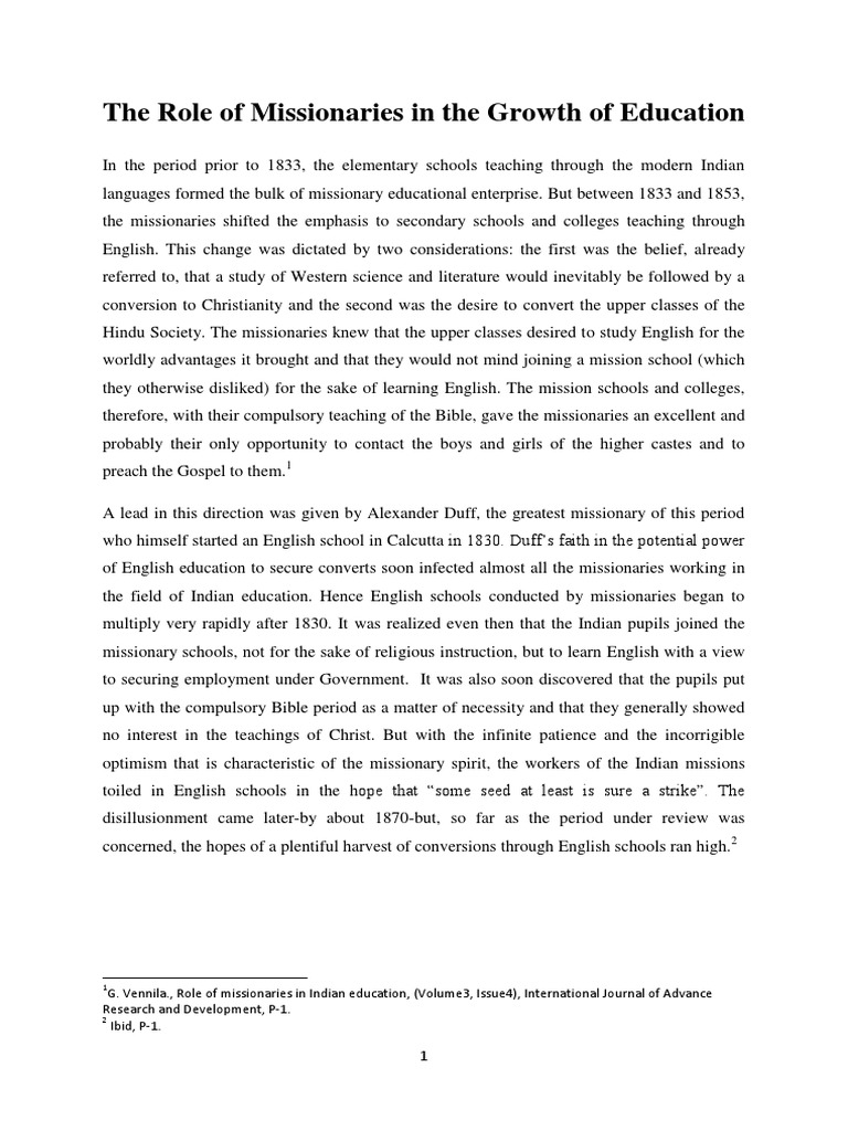 Missionaries' Impact on Education in India | PDF | Christian Mission