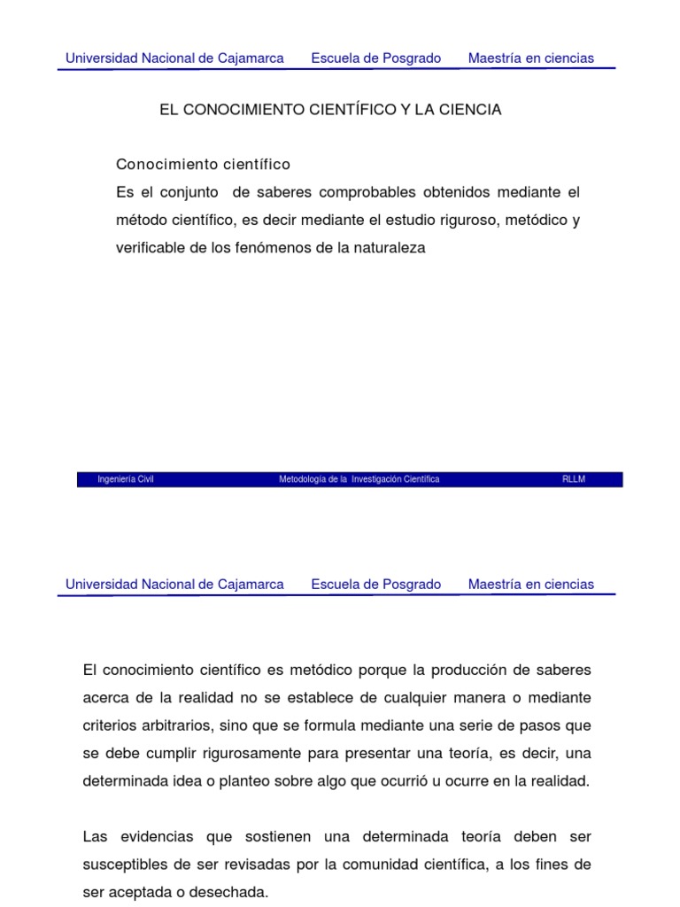 El Conocimiento Científico y La Ciencia | PDF | Método científico | Teoría