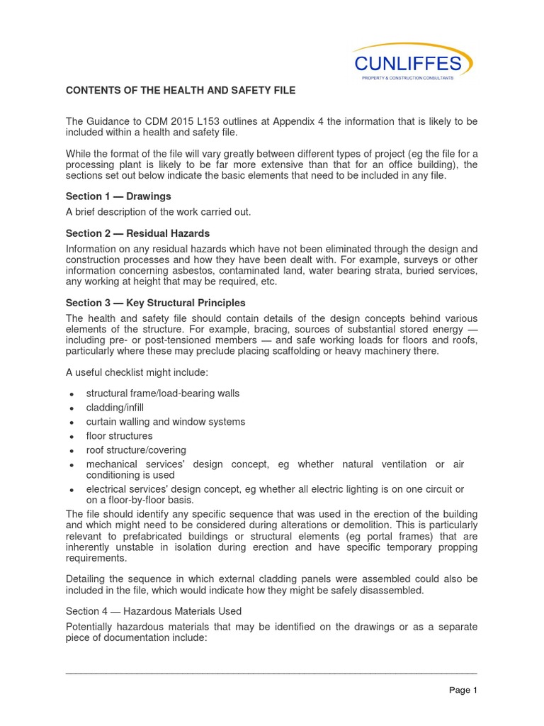 Health and Safety File Contents Guide | PDF | Computer File ...