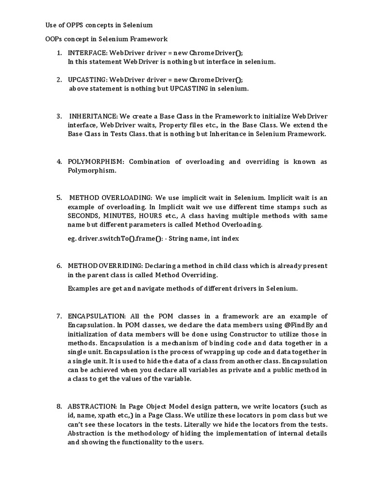 Oops Concepts In Selenium C