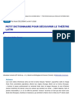 Petit Dictionnaire Pour Découvrir Le Théâtre Latin: Par Annie COLLOGNAT, Le 04/11/2020
