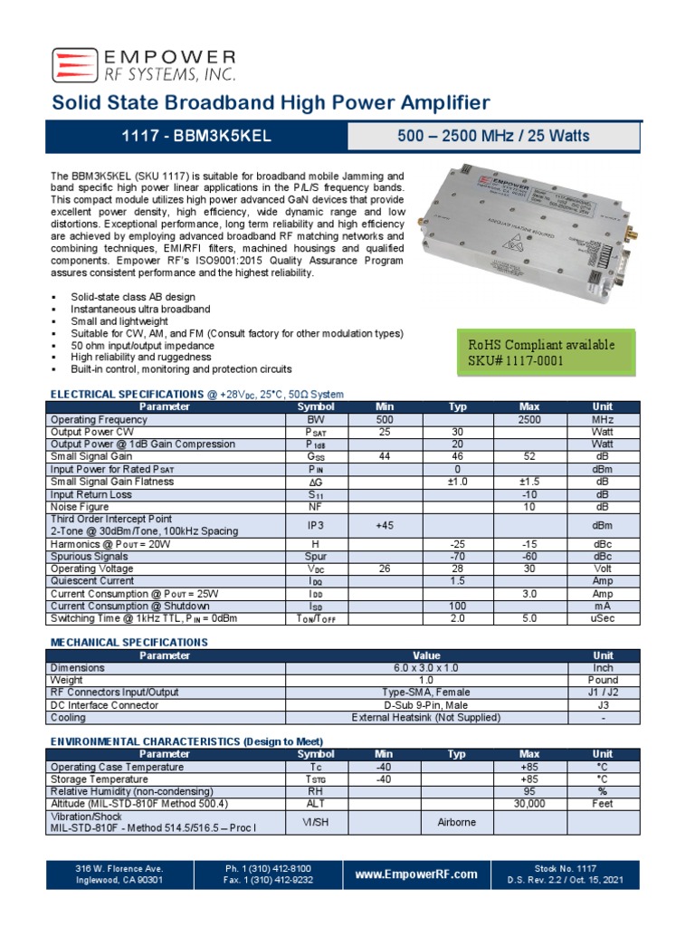 Empower_RF_Amplifier_1117 PDF Amplifier Information And Communications Technology