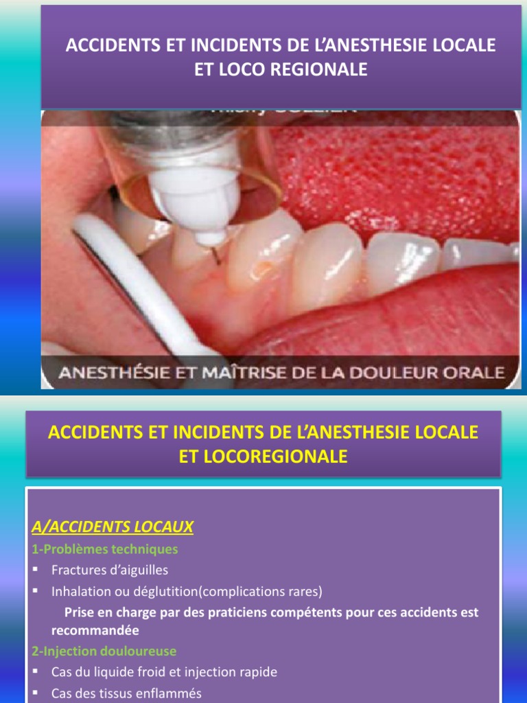 Accidents de l'anesthésie locorégionale PDF Anesthésie Médecine — free download