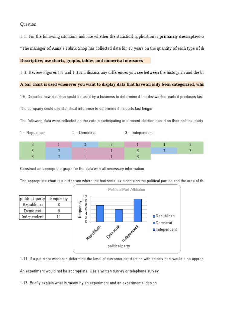 Descriptive Use Charts Graphs Tables and Numerical Measures | PDF ...