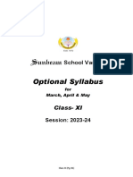 XI - Syllabus (Optionals) For March, April & May (2023-24)