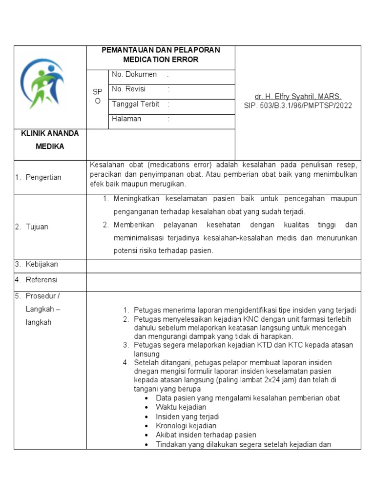 Sop medication error pdf