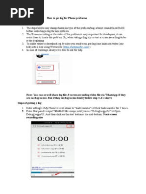 How to get log for Phone problems