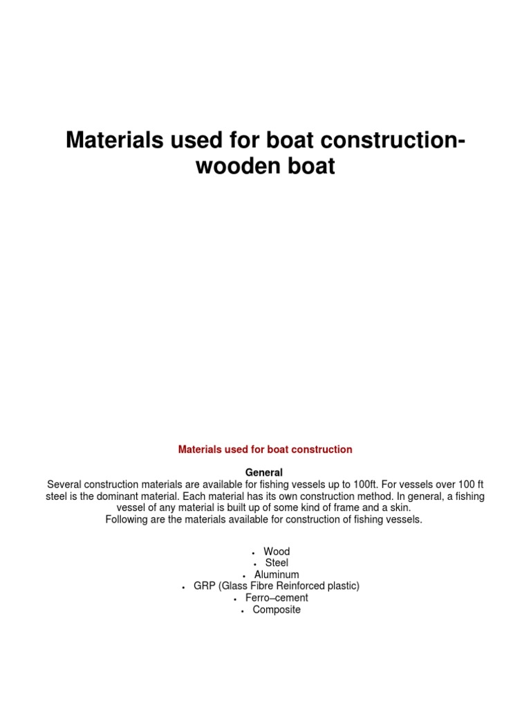 Boat Building Materials and Construction of Boat Wooden Boat PDF
