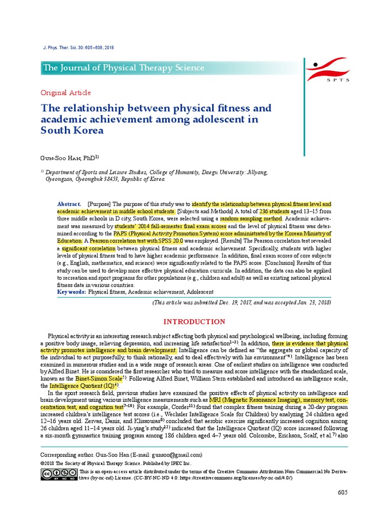 DONE - The Relationship Between Physical Fitness and Academic ...
