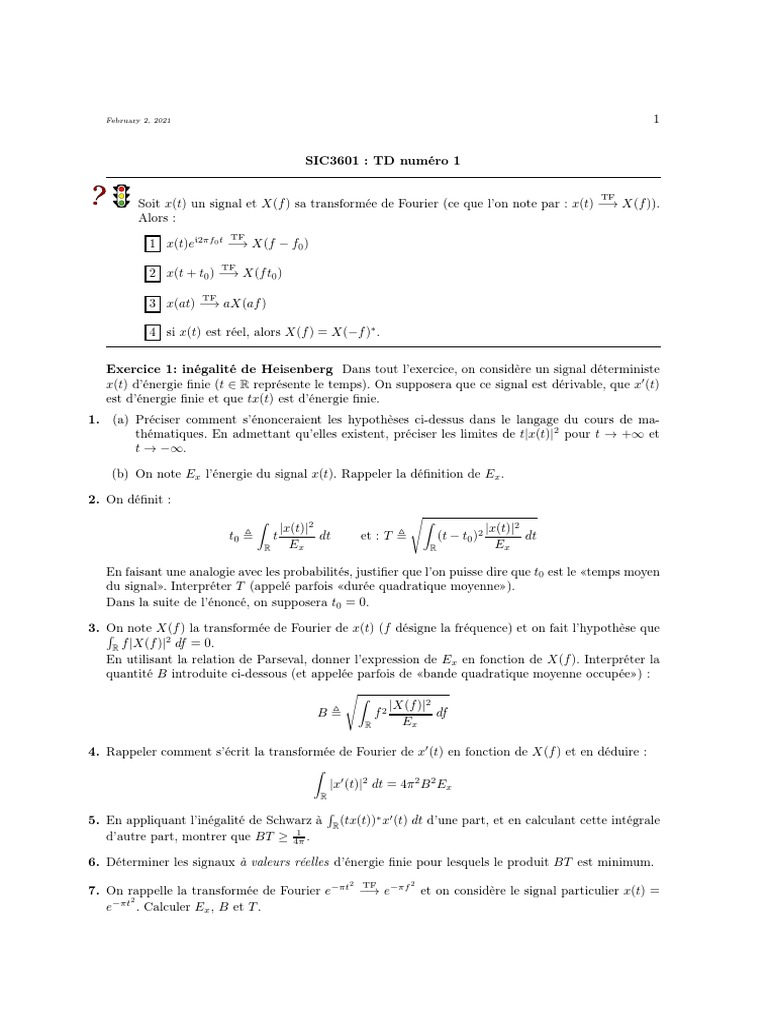 Inégalité de Heisenberg et signaux PDF Objets mathématiques — free download