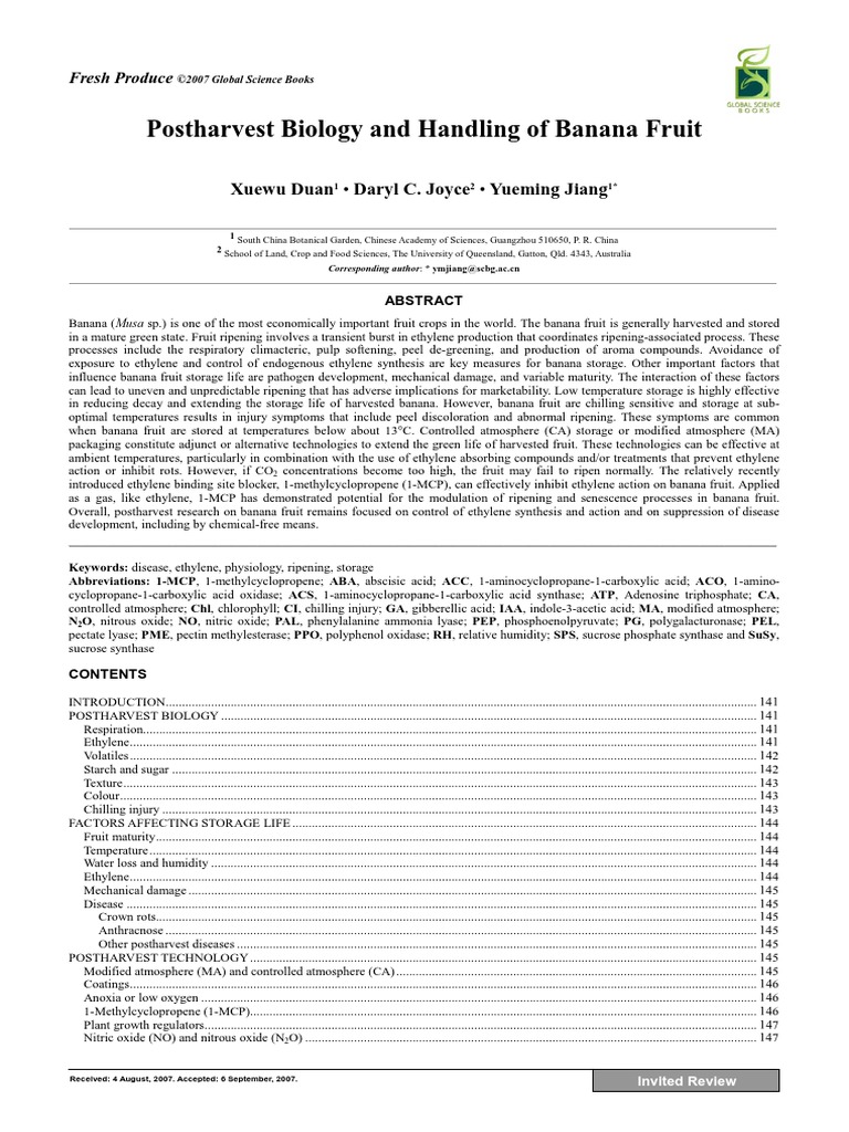 Postharvest Handling of Bananas | PDF | Banana | Chemistry